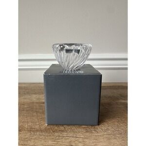 Simon Pearce Glass Swirl Tea Light Candle Holder, Clear, Decorative, Boxed
